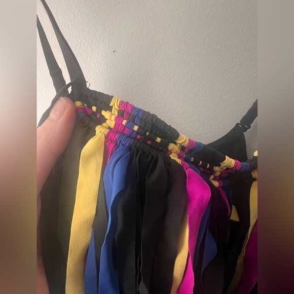 & Other Stores women’s size 8 black one piece swimsuit with rainbow fringe - Picture 4 of 9